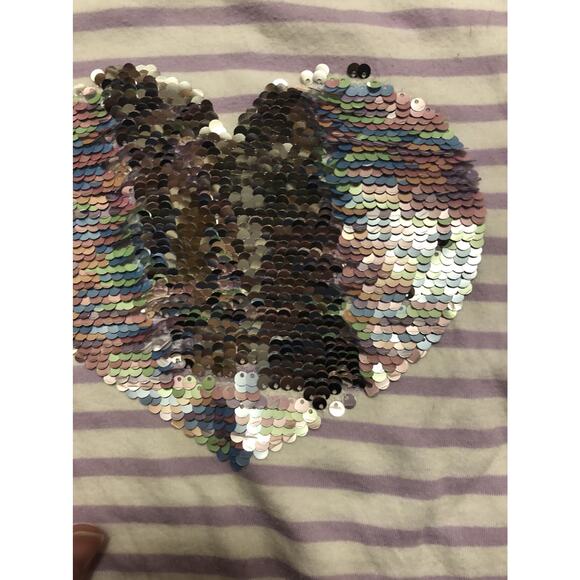 Wonder Nation Purple Stripe heart Sequin Flip Shirt size 5 - Picture 2 of 4